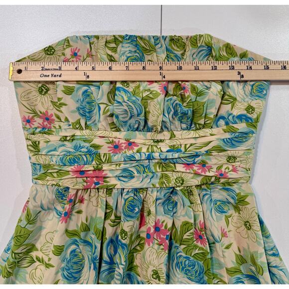 Plenty Frock by Tracy Reese Floral 100% Silk Strapless Dress Sz 6 - Picture 9 of 12